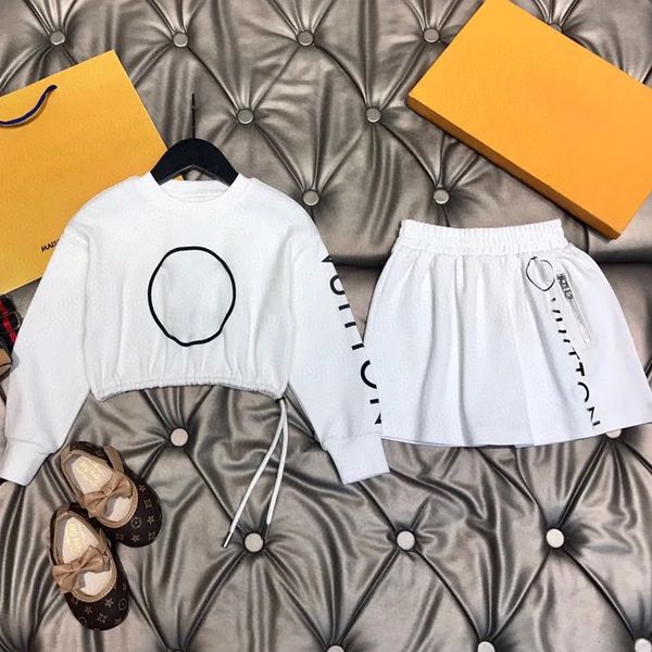 Designer de nova moda roupas de luxo terno meninas algodão camiseta de duas peças marca superior infantil manga bolha vestido camiseta terno preto e branco roupas de bebê