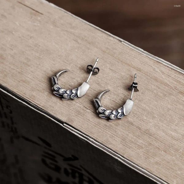 Orecchini a lobo Originale S925 Rare Trend 2024 Orecchino ad artiglio dell'aquila Uomo Piercing all'orecchio Punk Hip-Goth Accessori Gioielli di moda Argento