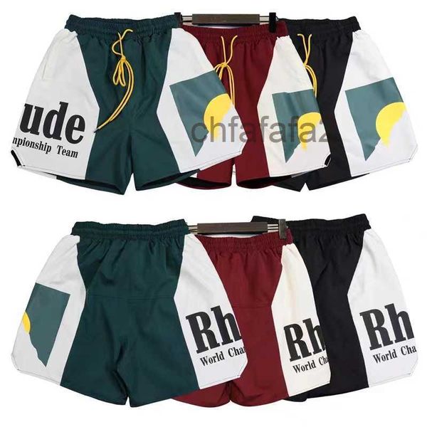 Pantaloncini firmati Rhude Pantaloni da spiaggia estivi Comodi pantaloncini da uomo dai colori vivaci e alla moda Abbigliamento da strada di alta qualità Rosso Blu Nero Viola Uomo Taglia corta Sxl 585 PH2C