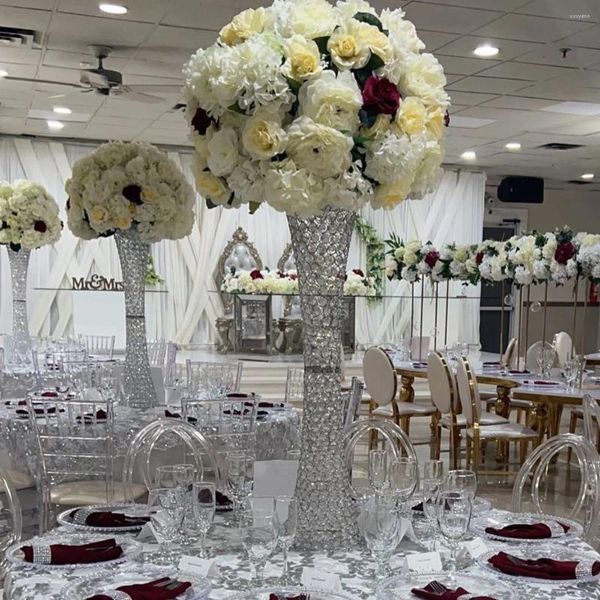 Partydekoration 10PCS Vase Trompetenform Kristall Hochzeit Tafelaufsatz Event Road Lead Zarte Blumenvasen für Zuhause 115