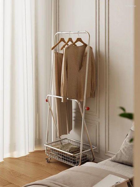 Kleiderbügel Nordic Haushalt Mobile Kleidung Rack Veranda Edelstahl Rädern Schlafzimmer Einfache Boden-zu-decke Mantel