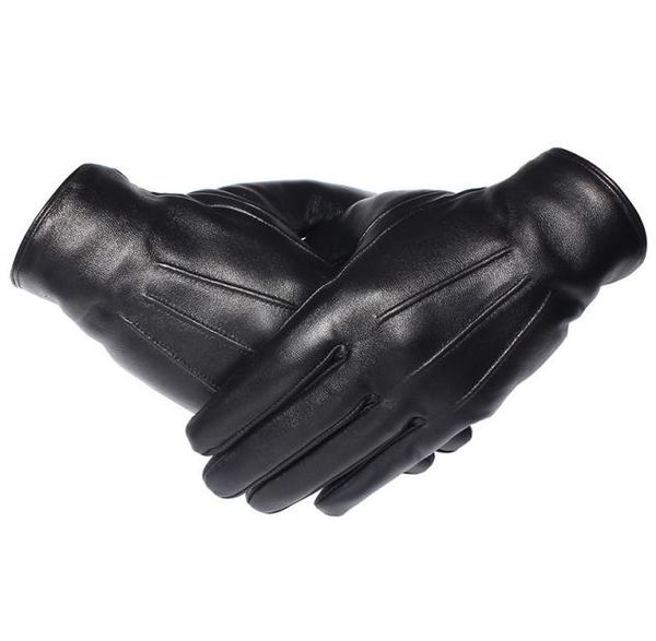 Gours Winter Handschuhe Männer Echte Leder Handschuhe Touchscreen Echtes Schaffell Schwarz Warme Fahr Handschuhe Fäustlinge Neue Ankunft Gsm050 T19087137