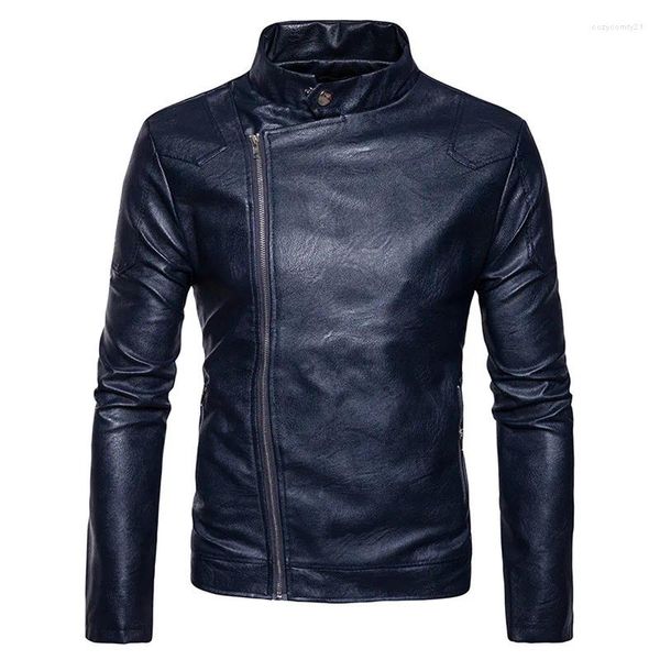 Jaquetas masculinas Homens Jaqueta de Couro Moda PU Masculino Branco Casacos de Motocicleta Mens Marca Roupas Casaco Preto Marrom S-XXL