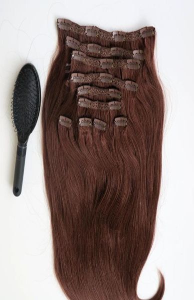 220g 20 22 polegadas Grampo em Extensões de Cabelo Humano Cabelo Brasileiro 33 cores Remy Cabelo Liso tece 10pcsset comb7311812