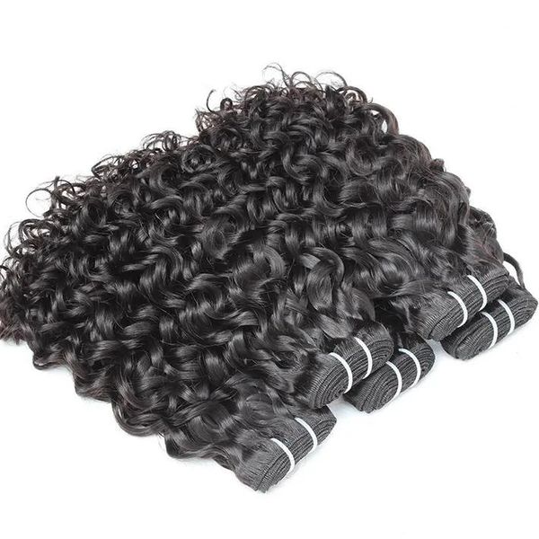 Tesse 4 pz / lotto 100 fasci di capelli umani vergini brasiliani tessuto onda d'acqua estensione dei capelli tingibili grande ricciolo trama di capelli umani Greatremy