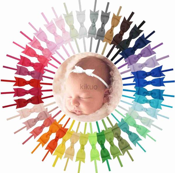 Повязки на голову, 20/30/40 цветов, супер мягкие детские повязки на голову, бантики для волос, эластичные бесшовные нейлоновые ленты для волос для девочек, новорожденных и малышей240103