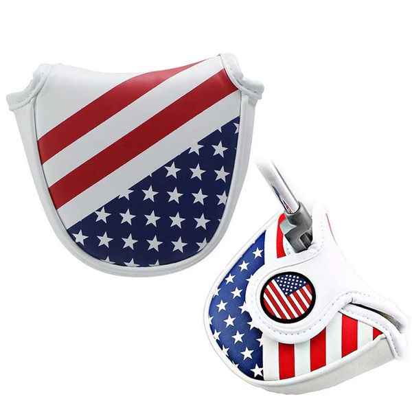 Produtos Golf EUA estrelas listras Bandeira AMÉRICA Universal MALLET Putter Capa Headcover Fechamento Magnético Azul, Vermelho, Branco