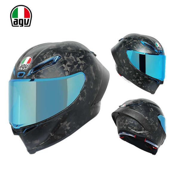 Capacetes Moto AGV Motocicleta Design Segurança Conforto Agv Pista Gprr Gelo Azul Motocicleta Fibra de Carbono Pista Anti Drop Ride Edição Limitada Capacete Completo Chameleon 5HVA