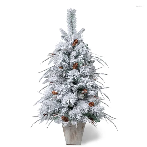 Decorazioni natalizie Twinco Decor 3,5 piedi albero artificiale floccato con pigne per