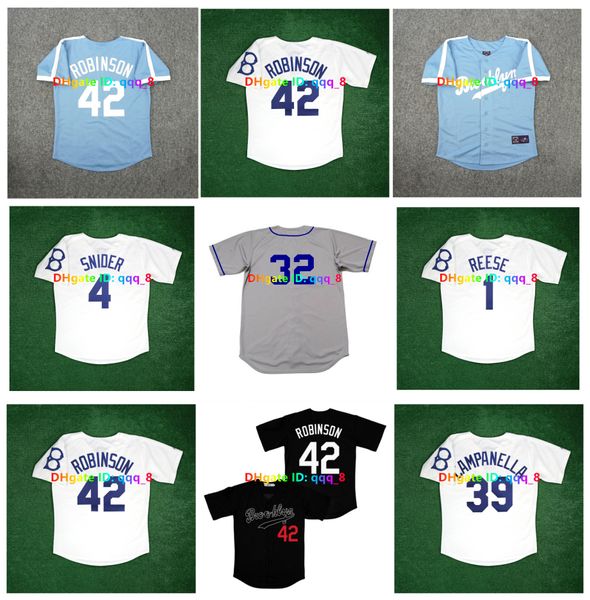 Jackie Robinson Gil Hodges Brooklyn Cooperstown Retrocesso Jersey de beisebol Duke Snider DON DRYSDALE Roy Campanella Pee Wee Reese SANDY KOUFAX DON NEWCOMBE Tamanho S-4XL