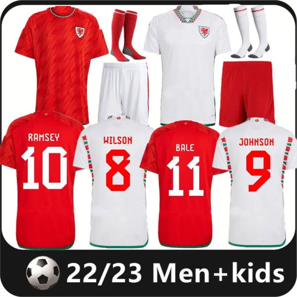 2023 Wales Männer Fußballtrikots BALE WILSON ALLEN RAMSEY JOHNSIN 22 23 World National Team Cup Rodon VOKES Heimfußballtrikots Erwachsene Kinderausrüstung Uniformen