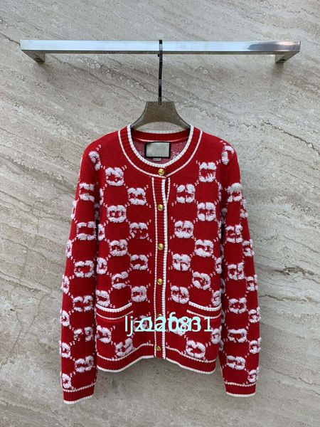 2024 Suéter de grife feminino Loooveve roupas de grife masculina outono / inverno lã de malha cardigan carta logotipo casual moda cartão vermelho suéter de malha