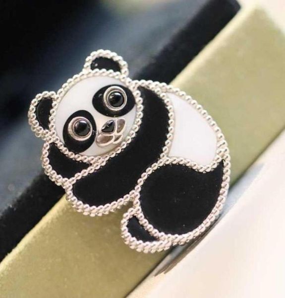 Marca de luxo de alta qualidade pura 925 prata jóias ouro adorável animais bonitos panda porco tartaruga cavalo natural gemstone broches7937623