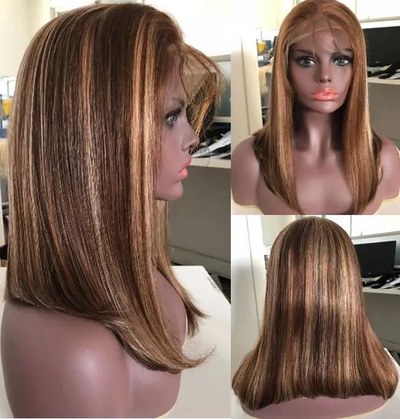 Perucas curtas bob perucas de cabelo humano em linha reta 13x4 perucas dianteiras do laço para preto feminino peruca frontal do laço suíço frete grátis