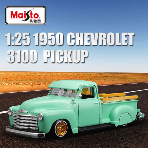 Mercedes Benz Şekil 1:25 Chevrolet Pickup Simülasyon Alaşım Modeli Dekorasyon Arabası Eski Kamyon