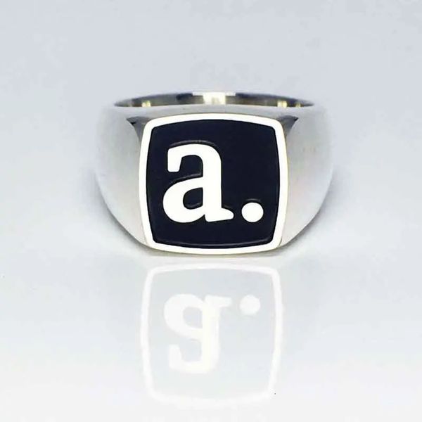 Atacado personalizado 15mm anel quadrado prata sólida 3d gravado anel de sinete personalizar letras gravadas anéis moda masculina jóias 240102
