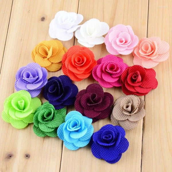 Haarschmuck 250 teile/los 16 Farben Für U Pick 1,57 Zoll Petite Handgemachte Sackleinen Rose Blumen Hochzeit Dekor Kleidungsstück Großhandel Versorgung