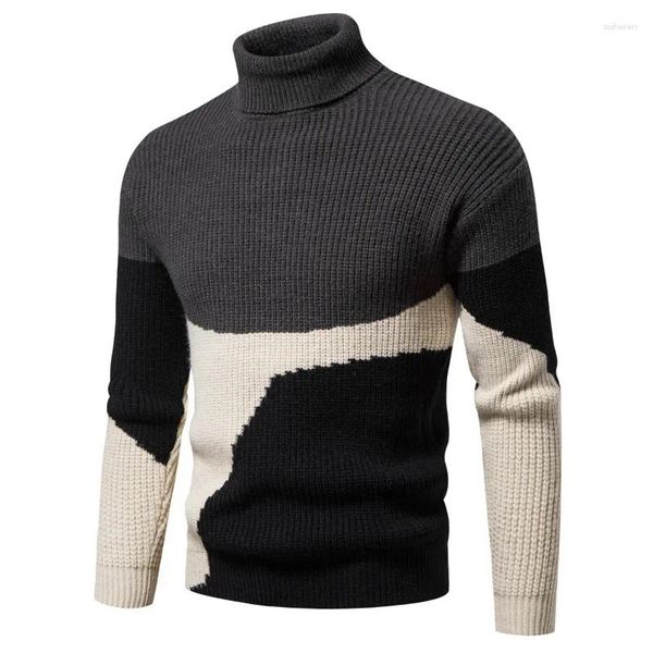 Maglioni da uomo 2024 Maglione dolcevita da uomo di alta qualità Moda calda lavorata a maglia con fondo Casual Slim Fit Pullover elasticizzato da uomo