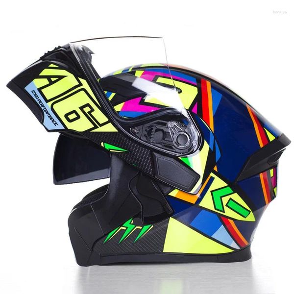 Motosiklet kaskları 2024 Modüler Yarış Kaskı Flip Flip Tam Yüz Casco Moto Sun Visor Motokros Koruyucular Capace Dot ECE