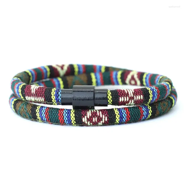 Charme Pulseiras Bohemian Mens Pulseira com Corda Étnica Weaven Náutico Braclet Dupla Camada Thread Braslet Lazer Pulseira Bileklik Erkek