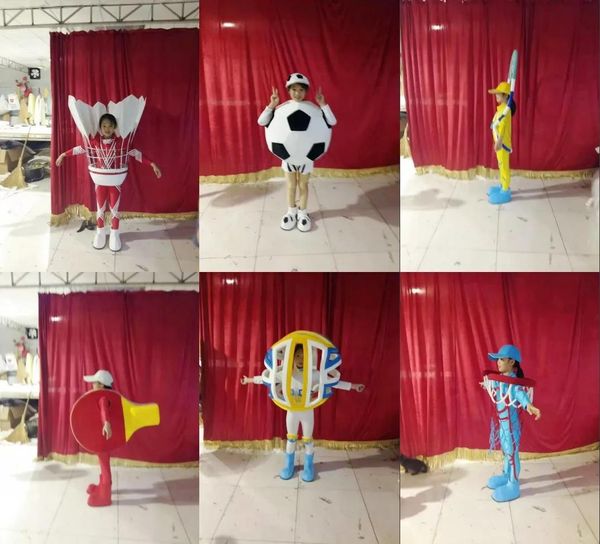 Trajes de badminton tênis de mesa futebol artigos esportivos mostrar rosto mascote traje criança tamanho frete grátis suporte personalização