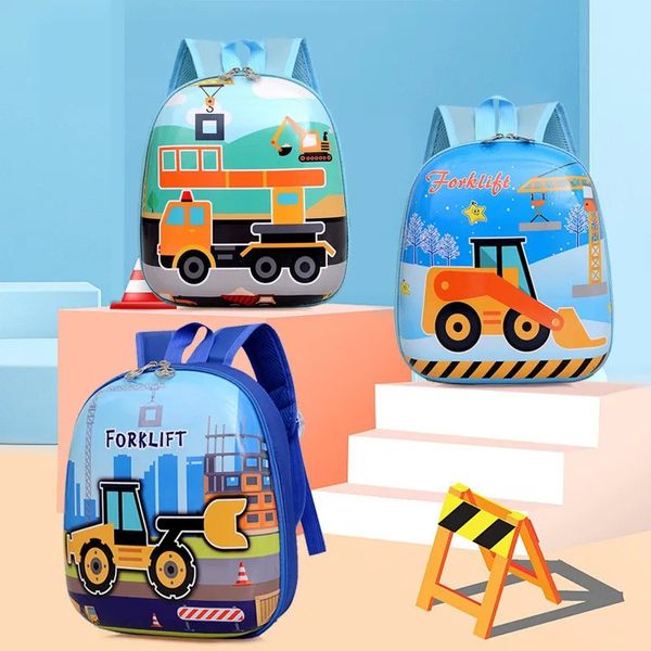 Kinderrucksack Cartoon Engineering Car Boy Rucksack Mode Niedliche Mädchen Eierschale Kindergarten Schultasche 240102