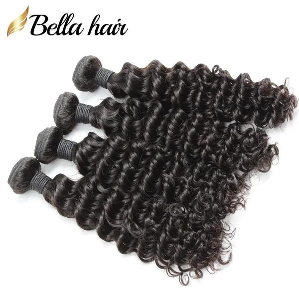 Tramas 10 24 100 cabelo brasileiro tecer 4 pçs / lote feixes de cabelo humano extensões de cabelo onda profunda produtos cor natural