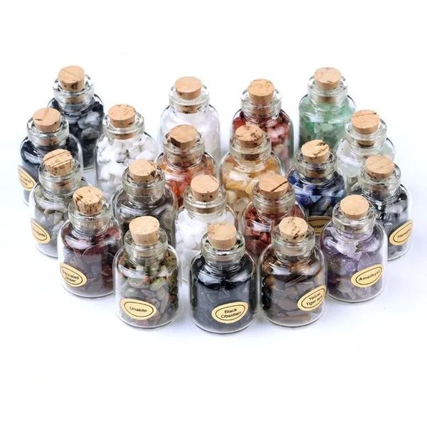 Ремесла Crystal Raw Gemstone Mini Bottled Mineral образец натуральный кристаллический жемчужина желание бутылки/дрифта для бутылки ящика Home Craft Souvenir
