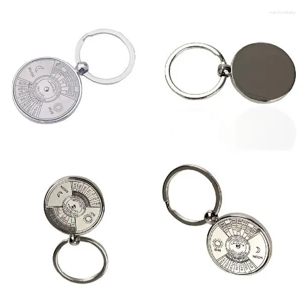 Брелки для ключей, мини-специальный брелок с вечным календарем, кольцо на 50 лет, уникальный металлический брелок для мужчин и женщин, подарок на вечеринку, брелок для ключей, ювелирные изделия
