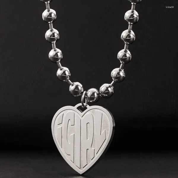 Colares Pingente Igirl Jóias Moda Carta Coração para Mulheres Aço Inoxidável Strand Chain Colar Presente Punk Collier