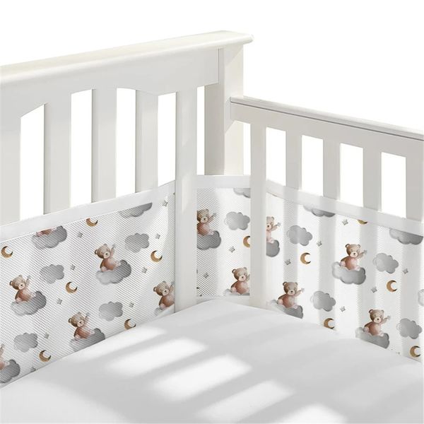 2 teile/satz Sommer Atmungsaktive Baby Krippe Stoßfänger Sicherheit Crash Babys Bett Stoßfänger geboren Bettwäsche Set Schienen Anti Herunterfallen 340160x30cm 240103