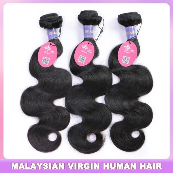 Wefts Queen Hair Products Малайзийские девственные человеческие пучки необработанных волос переплетаются от 08 до 28 дюймов, 100% наращивание человеческих волос, объемная волна, бесплатная доставка