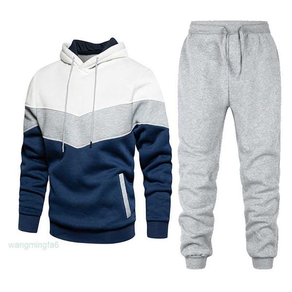 2024 designer primavera e inverno novo estilo primavera e outono pulôver com capuz camisola conjunto masculino lazer tendência splice esportes vestido de casal