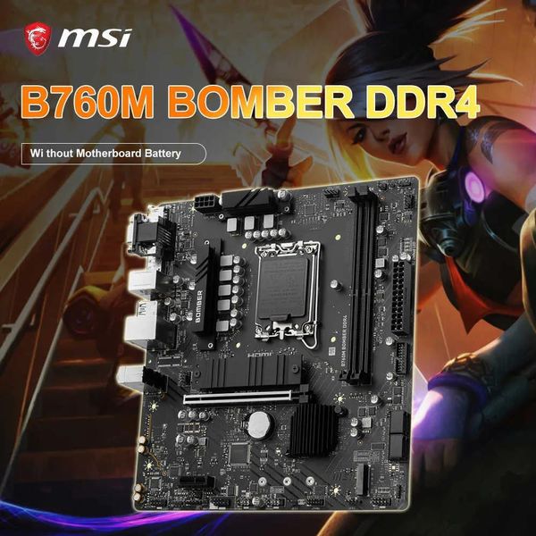 Motherboards Neues MSI B760M BOMBER DDR4-Motherboard, unterstützt Intel 13/12. Core i7 i9 CPU mit i5 12400F 13600 Combo LGA1700 MicroATX Placa me