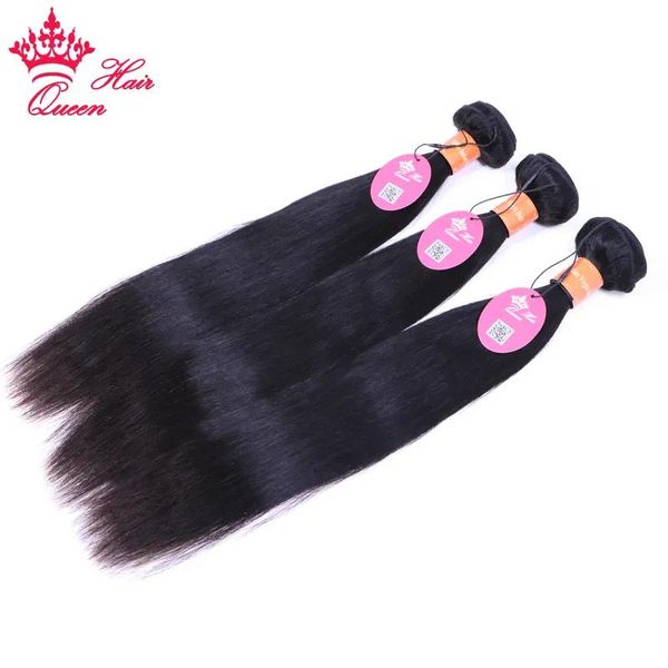 Trame Fasci di capelli indiani Fasci di tessuto di capelli umani grezzi diritti Estensione dei capelli vergini Colore naturale 1B 1 3 4 pezzi 0828 pollici Capelli della regina