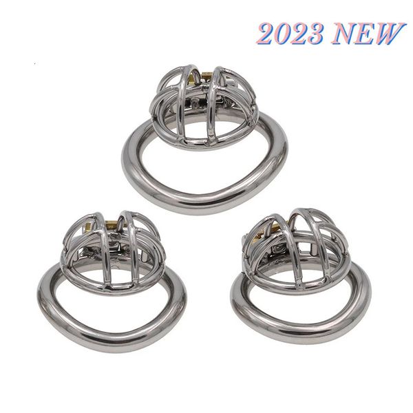 Mini Short Hollow Chastity Cage Dispositivo di castità in acciaio inossidabile Gabbie per cazzi Anelli per pene da uomo Bondage Lock Giocattoli del sesso per gli uomini 240102