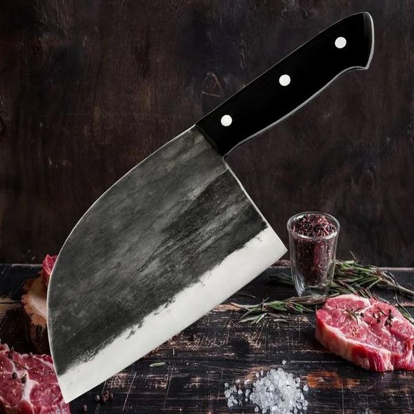 Ножи 6,5 дюйма, китайский ковочный нож для мясника, кухонный нож для убоя, нож для мяса шеф-повара, твердость, кованый ручной нож ручной работы
