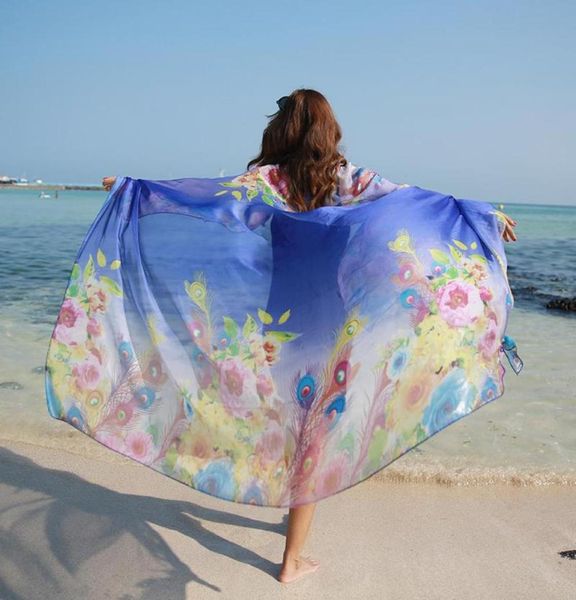 Sciarpe Piuma Sciarpa da donna Estate Primavera Ragazze Scialle Coperta da spiaggia Poncho Sciarpa di lusso Poncho e mantelle9357324