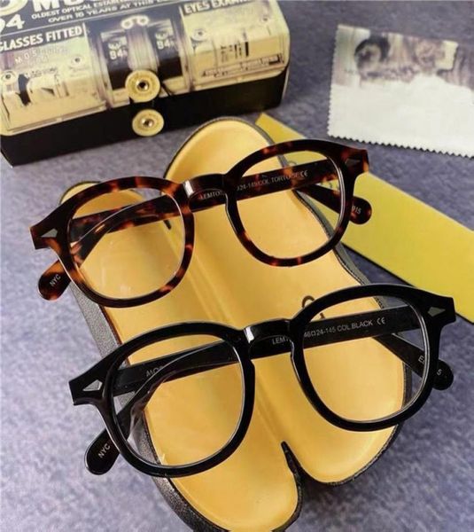 Marca designer johnny depp lemtosh óculos quadro masculino retro redondo importado acetato lente clara óculos prescrição 210326939525