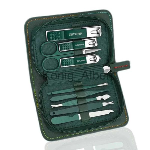 Clippers cortador de unhas 9 pçs manicure conjunto de cortador de unhas de aço inoxidável profissional pé cuidados com o rosto kits de ferramentas unhas verdes conjuntos de corte com