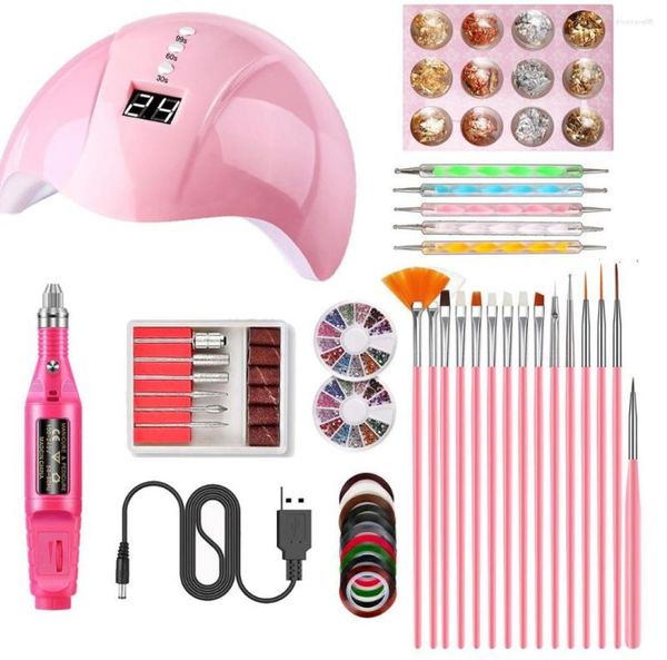 Kits de arte na unha acrílico profissional para iniciantes lâmpada UV e drill secy poly manicure utiness unhas acessórios Gel Tools Kit7932316