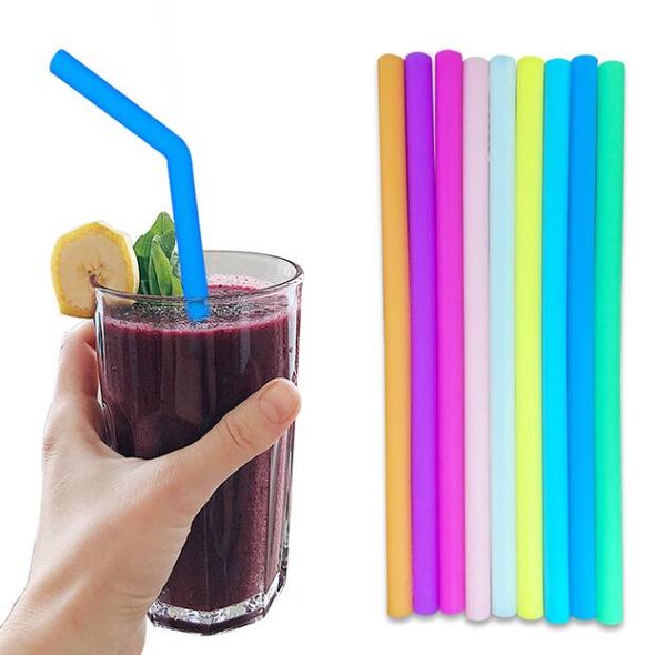 Canudos de silicone reutilizáveis, canudos de silicone para beber grau fod, coloridos, retos e dobrados, para coquetel de leite, utensílios para bebidas, acessório de festa de bar