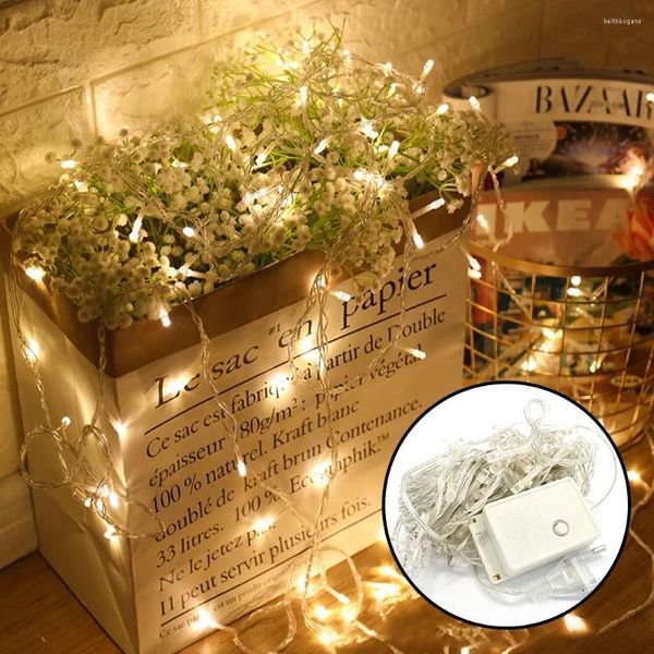 Stringhe 10M Flash Strip Light 100 LED String Natale Decorazione domestica Albero Festa Matrimonio Confessione Atmosfera da parete da giardino