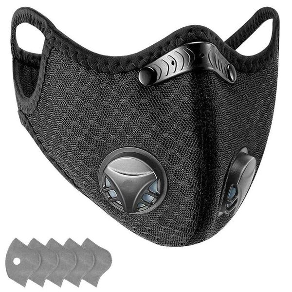 Máscaras moda ciclismo rosto maks para proteção contra germes com 5 pcs filtros algodão boca rosto maks reutilizáveis mascarillas bandana