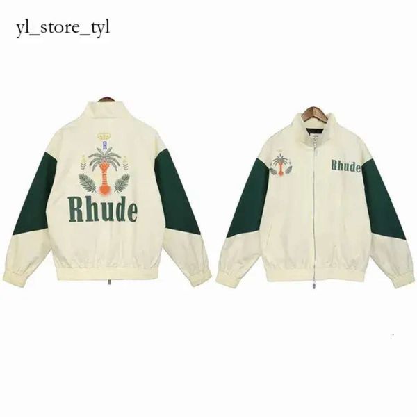 Мужские куртки Rhude Мужчины 1 1 Верхняя одежда высшего качества в стиле хип-хоп Значок Толстовка Rhude с вышитыми лацканами Ветровка Пальто Черный Красный Куртка Rhude 5193