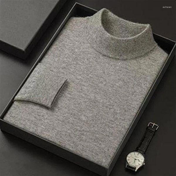 Maglioni da uomo 2024 Collo a lupetto Maglione di pura lana Top Autunno Inverno Cashmere Uomo Pullover lavorato a maglia caldo maschile