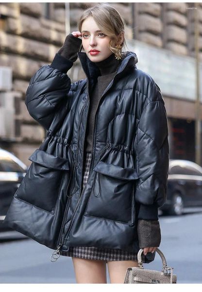 Couro feminino 2024 jaqueta genuína feminina oversized jaquetas casaco de pele carneiro quente feminino inverno parkas mujer ch