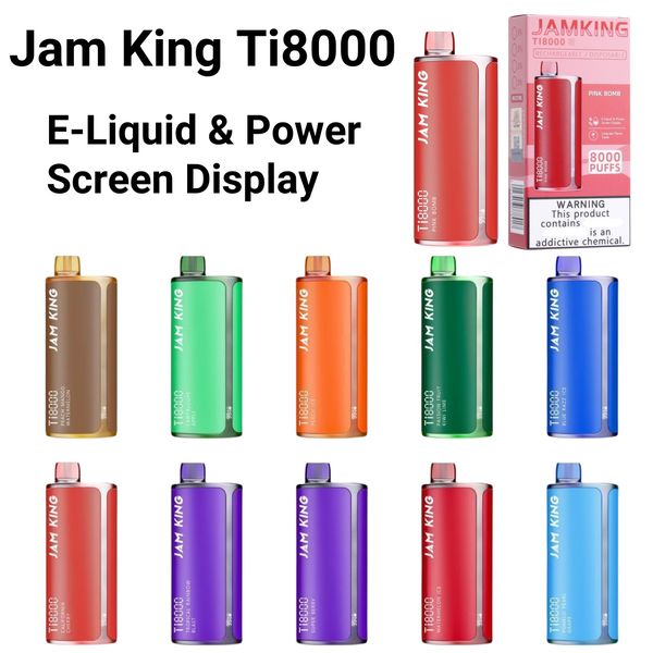 Оригинальный слоеный батончик Jam King 8000 vape desechable Ti8000 plus одноразовый слойный батончик для вейп-ручки 19 мл 8000puffs Экранный дисплей 12 вкусов сока оптом