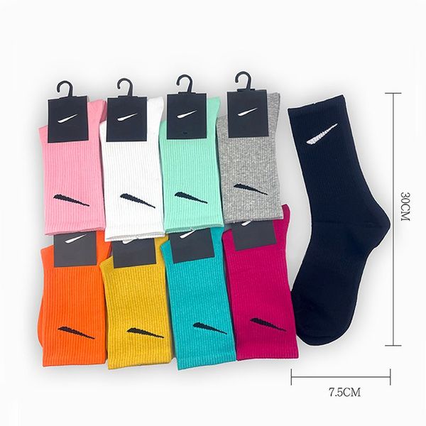 Модные мужские носки, женские чулки, 5 пар в коробке, спортивные носки для баскетбола, футбола, 100% хлопок, дизайнерские спортивные носки, смешанные цвета