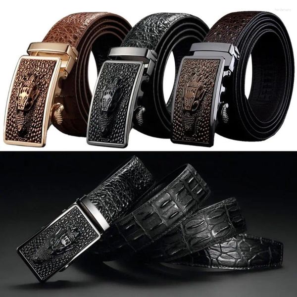 Cinture Cintura dal design di lusso in vera pelle Cintura alla moda casual vintage con motivo coccodrillo Cintura con fibbia automatica